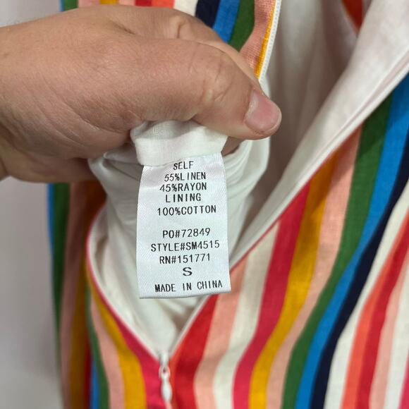 Le Lis Collection Linen Blend Rainbow Colorful Romper Size S - Picture 5 of 9